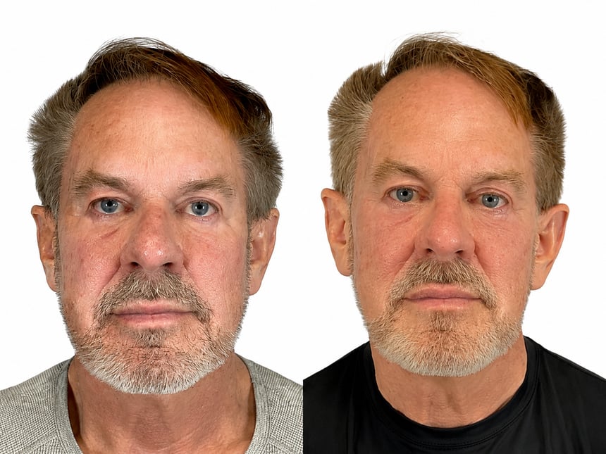 Bodenvy real client before and after non-invasive skin tightening — tighter, more lifted appearance